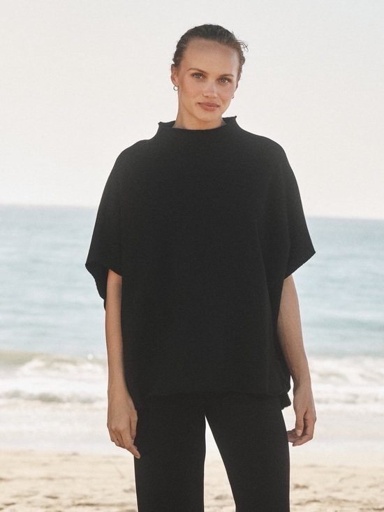 Frank & Eileen Tops - Frank & Eileen Audrey Funnel Neck Capelet O/S One Size Black Top Women’s Minimal